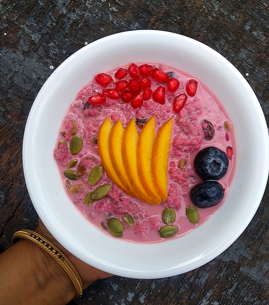 Beet Raisin with mango, blueberry and pomegranate arils Millet Recipes