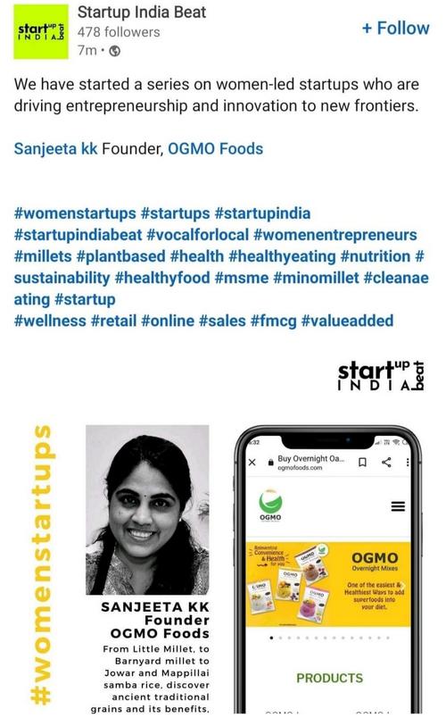 OGMO foods Featured in Startup Indian Beat