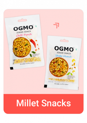 OGMO's Millet Snacks with a moden twist flavours like Chilli Punch and Shahi Munch